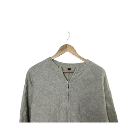 Old Navy Light Gray 1/2 Zip Cropped Pullover Sweatshirt Women's Large - Picture 6 of 8